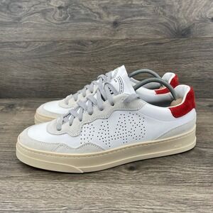 P448‎ John White Suede Red Accent Lace Up Sneakers Women's 9.5